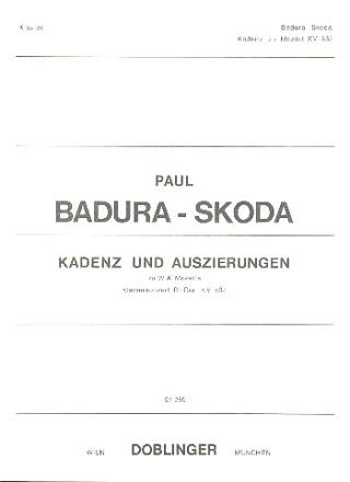 Kadenz und Auszierungen zum Klavierkonzert D-Dur KV537 Badura-Skoda, Paul, bearb.