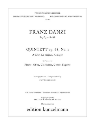 Quintett A-Dur op.68,1 fr Flte, Oboe, Klarinette, Horn und Fagott Partitur und Stimmen
