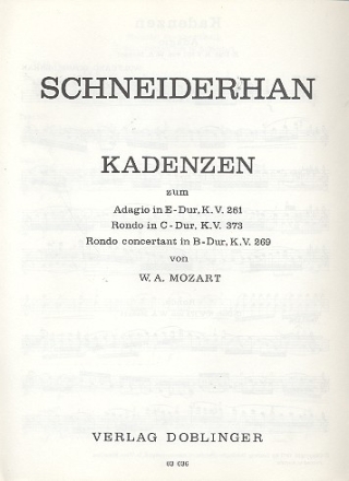 Kadenzen zu KV261, KV373 und KV269 fr Violine Schneiderhan, Wolfgang, bearb.