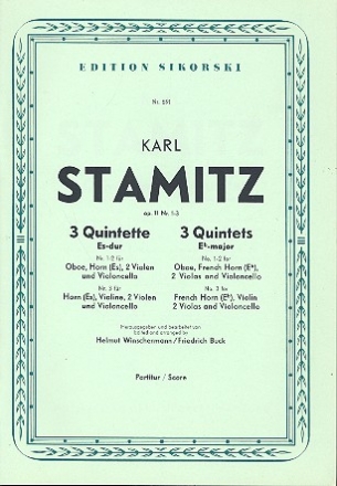3 Quintette op.11 fr Oboe, Horn, 2 Violinen und Violoncello Partitur
