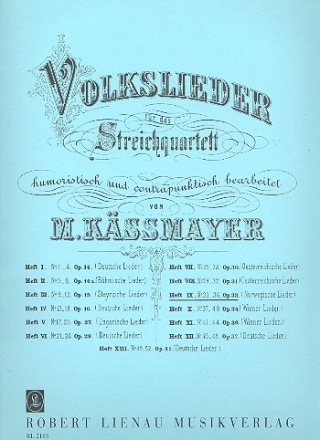 Volkslieder Band 9 - Norwegische Lieder fr Streichquartett Stimmen