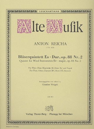 Quintett Es-Dur op.88,2 fr Flte, Oboe, Klarinette, Horn in Es und Fagott Stimmen