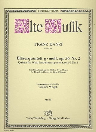Quintett g-Moll op.56,2 fr Flte, Oboe, Klarinette, Horn in F und Fagott Stimmen