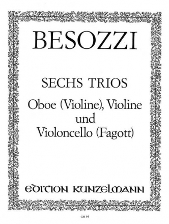 6 Trios fr Oboe (Violine), Violine und Ba (Violoncello, Fagott) Stimmen