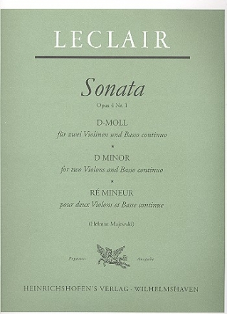 Sonate d-Moll op.4,1 fr 2 Violinen und Klavier Partitur und Stimmen