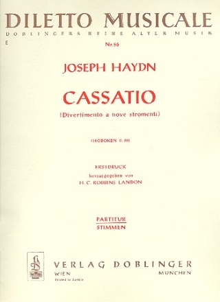 Cassatio F-Dur Hob.II:20 fr 2 Oboen, 2 Hrner, 2 Violinen, 2 Violen und Ba,  Partitur