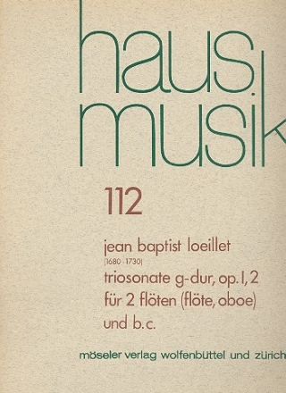 Triosonate G-Dur op.1,2 fr Flte und Bc Partitur und Stimmen