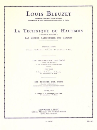 La technique du hautbois vol.1 Gammes, mechanisme, sonorit, articulations, trilles