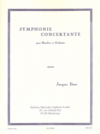 SYMPHONIE CONCERTANTE POUR HAUTBOIS ET ORCHESTRE EDITION HAUTBOIS/PIANO