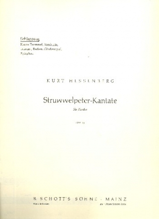 Der Struwwelpeter op. 49 fr Kinder- oder Jugendchor, 2 Flten, Streichorchester und Klavier, S Einzelstimme - Schlagzeug/Stabspiele