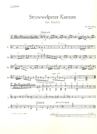 Der Struwwelpeter op. 49 fr Kinder- oder Jugendchor, 2 Flten, Streichorchester und Klavier, S Einzelstimme - Violine I