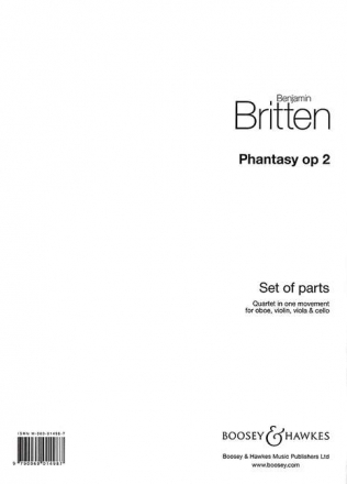 Phantasy Quartet op.2 for oboe, violin, viola and violoncello parts