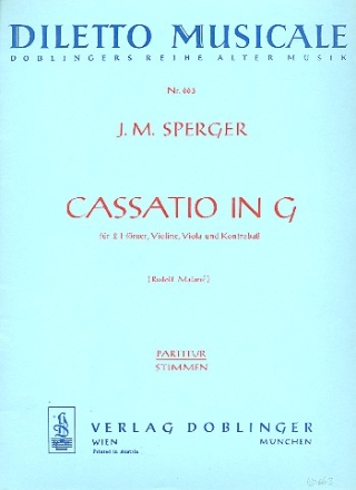 Cassatio G-Dur fr 2 Hrner, Violine, Viola und Kontrabass Partitur