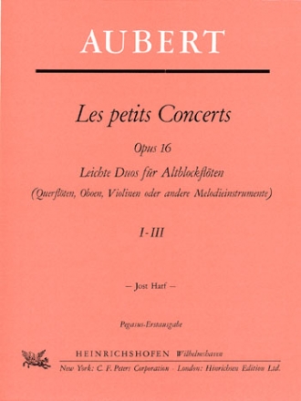 Les petits concerts op.16,1-3 Leichte Duos für 2 Altblockflöten Partitur