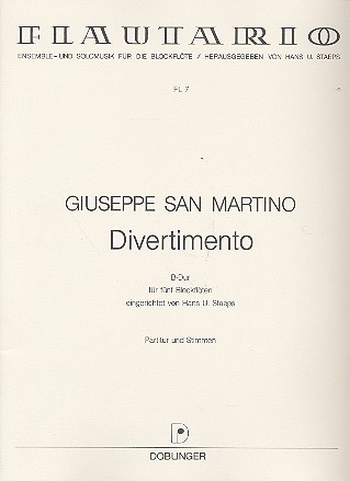 Divertimento B-Dur fr 5 Blockflten (SSATB) Partitur und 6 Stimmen