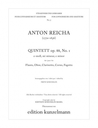 Quintett e-Moll op.88,1 fr Flte, Oboe, Klarinette, Horn und Fagott Stimmen