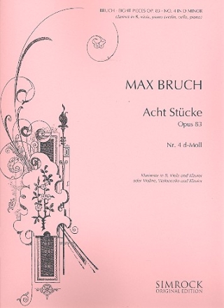 8 Stcke op.83 Band 4 (Nr.4) fr Violine (Klarinette), Viola (Violoncello) und Klavier Stimmen-Set