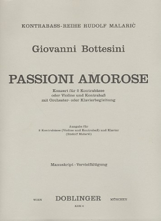 Passione amorose fr 2 Kontrabsse und Klavier Partitur und Stimmen