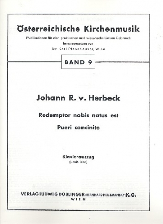 Redemptor nobis natus est / Pueri concinite fr gem Chor und Orchester,  Klavierauszug