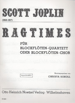 Ragtimes fr 4 Blockflten (SATB) Stimmen