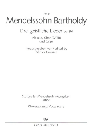 3 geistliche Lieder op.96 fr Alt, Chor und Orgel Orgelauszug (= Partitur der Orgelfassung)