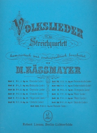 Volkslieder Band 7 - sterreichische Lieder fr Streichquartett Stimmen