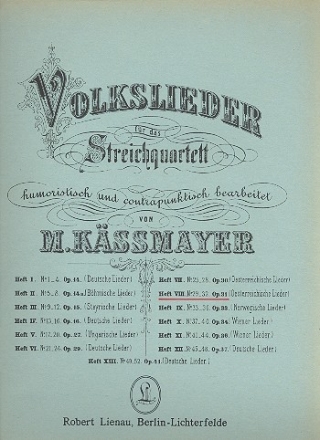 Volkslieder Band 8 - sterreichische Lieder fr Streichquartett Stimmen