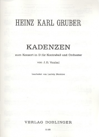 Kadenzen zum Kontrabakonzert D-dur Streicher, Ludwig, bearb.