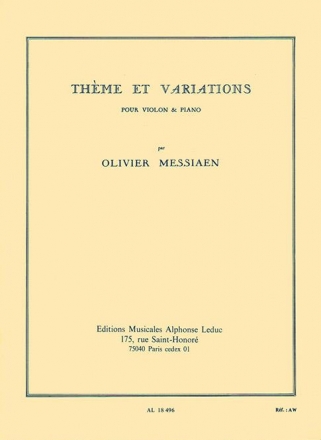 Thme et variations pour violon et piano