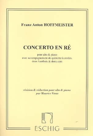 Concerto en re (majeur) pour alto avec accompagnement de quintette a edition alto / piano