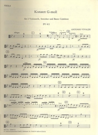 Konzert g-Moll PV411 fr 2 Violoncelli, Streicher und Bc Viola