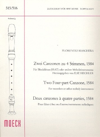 2 Canzonen fr 4 Blockflten (SSAT) Spielpartitur