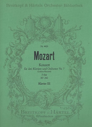Konzert F-Dur KV242 fr 3 Klaviere und Orchester Klavier solo 3