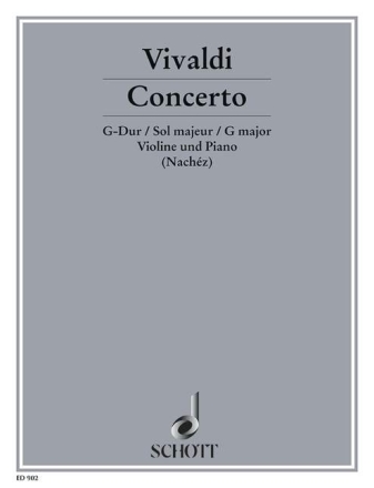 Concerto G-Dur für Violine, Streichorchester und Orgel, RV 298/ p 100/f i:191    Klavierauszug