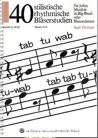 40 stilistische Bläserstudien für Instrumente in B Trompete, Klarinette, Tenorsax