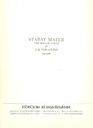 Stabat mater fr Sopran, Alt und Streicher und Bc Orgel
