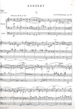 Konzert F-Dur Nr.1 op.137 fr Orgel und Orchester Orgel-Solostimme