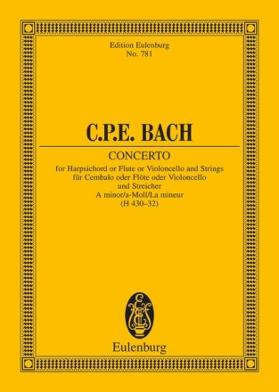 Konzert a-Moll für Cembalo (Flöte, Violoncello) und Orchester Studienpartitur