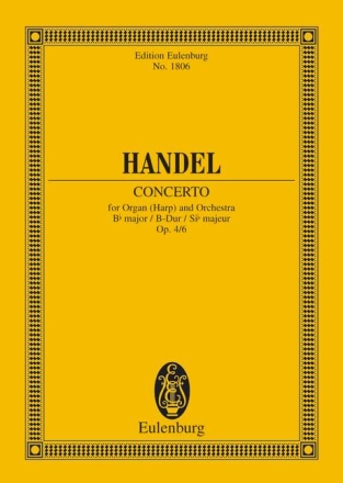 Konzert B-Dur op.4,6 fr Orgel und Streichorchester Studienpartitur