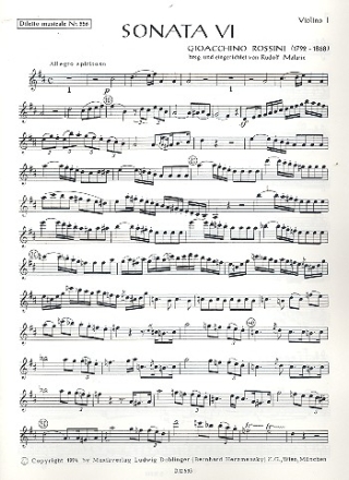 Sonate D-Dur Nr.6 fr Streichorchester Violine 1