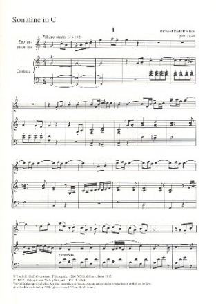 Sonatine in C für Sopranblockflöte und Cembalo (Klavier)