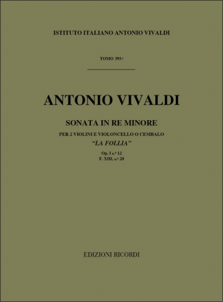 Sonata re minore op.1,12 FXIII:28 per 2 violini e violoncello