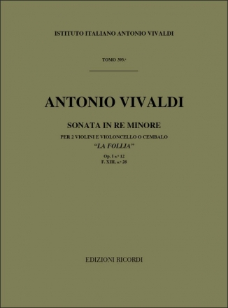Sonata re minore op.1,12 FXIII:28 per 2 violini e violoncello Partitur