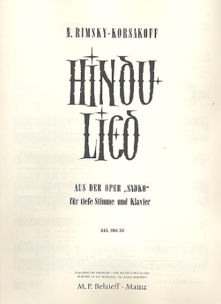 Hindu-Lied aus der Oper Sadko fr tiefe Singstimme und Klavier (kyr/fr/dt)