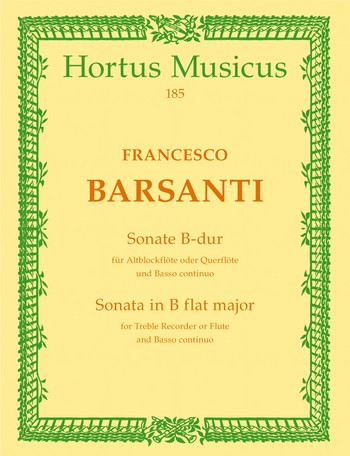Sonate B-Dur  fr Altblockflte (oder Querflte) und Bc Verlagskopie