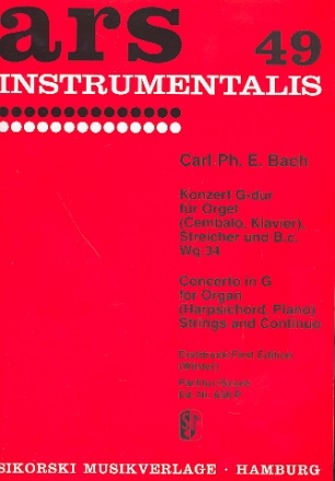 Konzert G-Dur Wq34 fr Orgel, (Cembalo / Klavier), Streicher und Bc Partitur