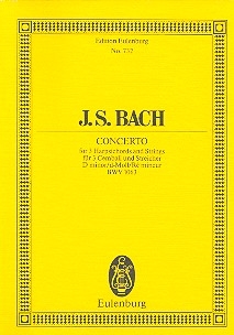 Konzert d-Moll BWV1063 fr 3 Cembali und Streicher Studienpartitur