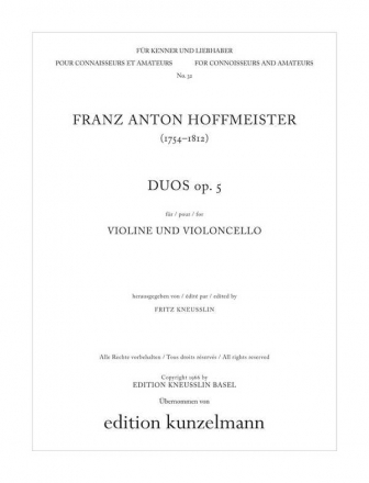 Duos op.5 fr Violine und Violoncello Stimmen