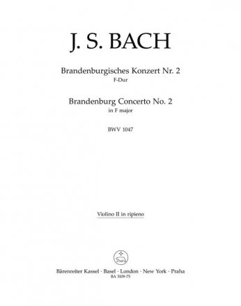 BRANDENBURGISCHES KONZERT NR. 2 F-DUR, BWV 1047 VIOLINE 2
