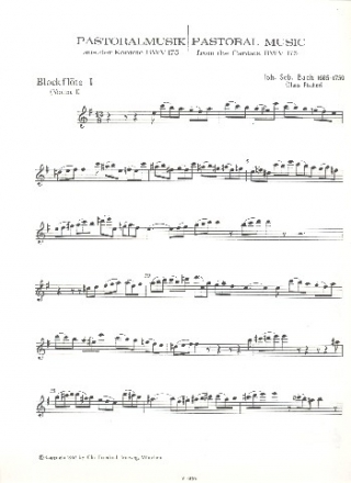 Pastoralmusik BWV175 fr 3 Altblockflten (Violinen), Violine (Viola, Singstimme), Continuo Blockflte 3